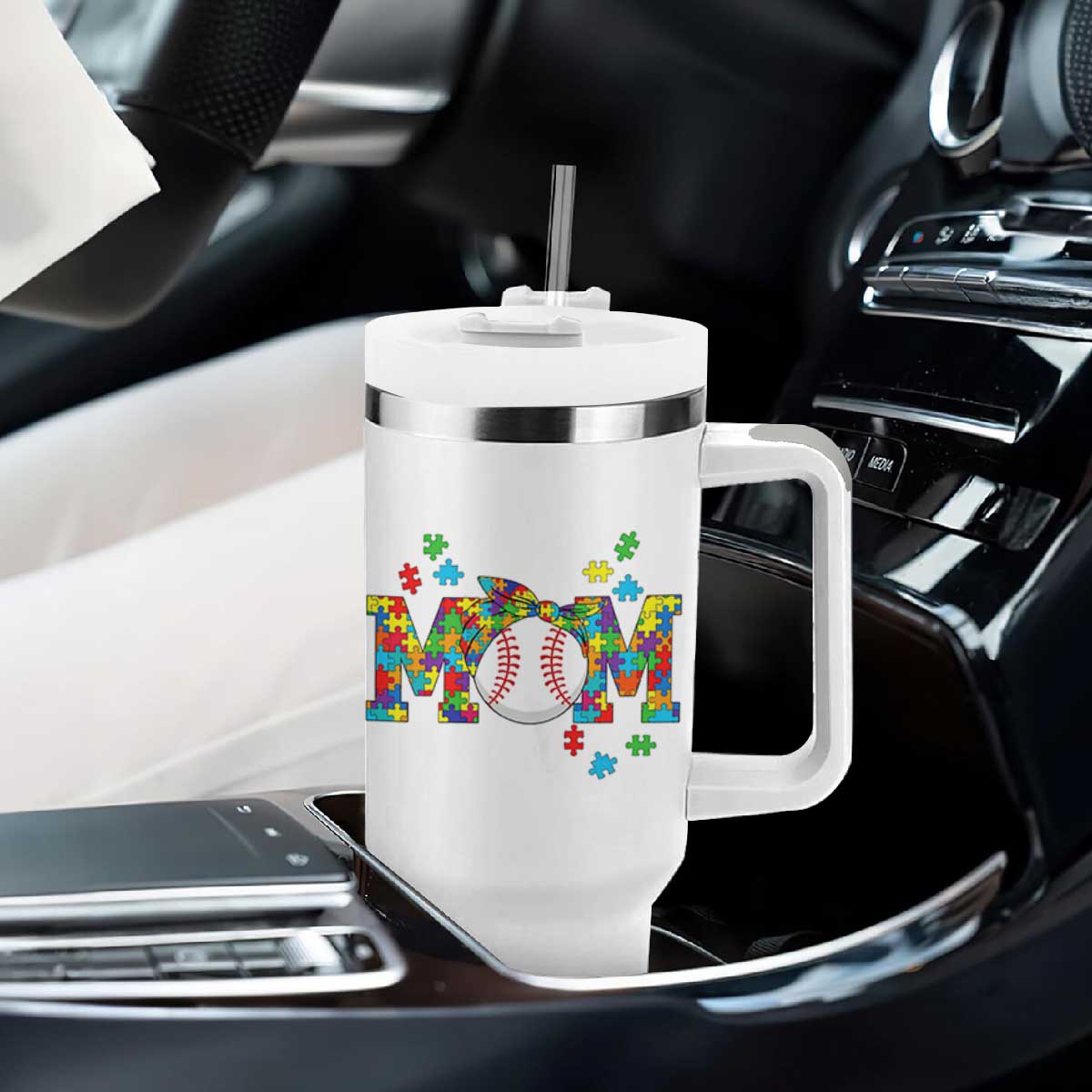 Autism Acceptance Baseball Mom Tumbler With Handle Proud Mom Inclusive Support Graphic TS12 Print Your Wear