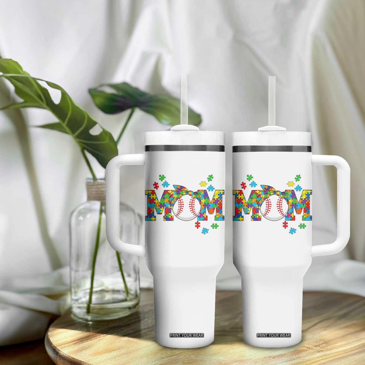 Autism Acceptance Baseball Mom Tumbler With Handle Proud Mom Inclusive Support Graphic TS12 Print Your Wear
