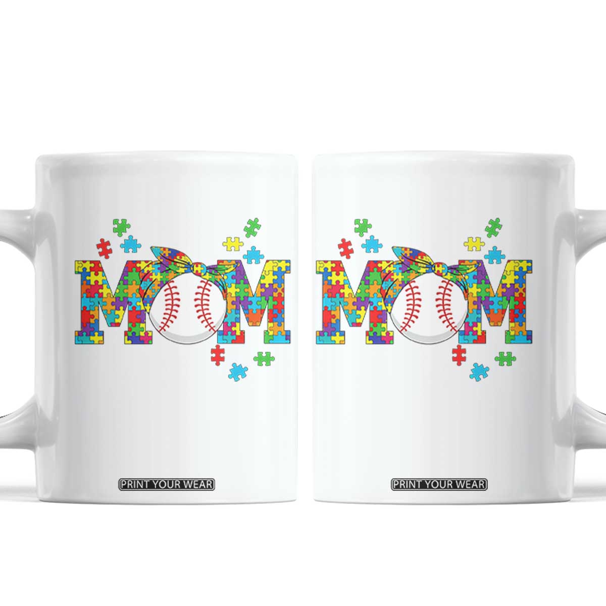 Autism Acceptance Baseball Mom Coffee Mug Proud Mom Inclusive Support Graphic TS12 White Print Your Wear