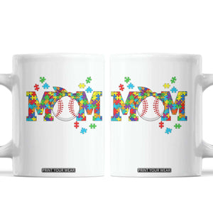 Autism Acceptance Baseball Mom Coffee Mug Proud Mom Inclusive Support Graphic TS12 White Print Your Wear