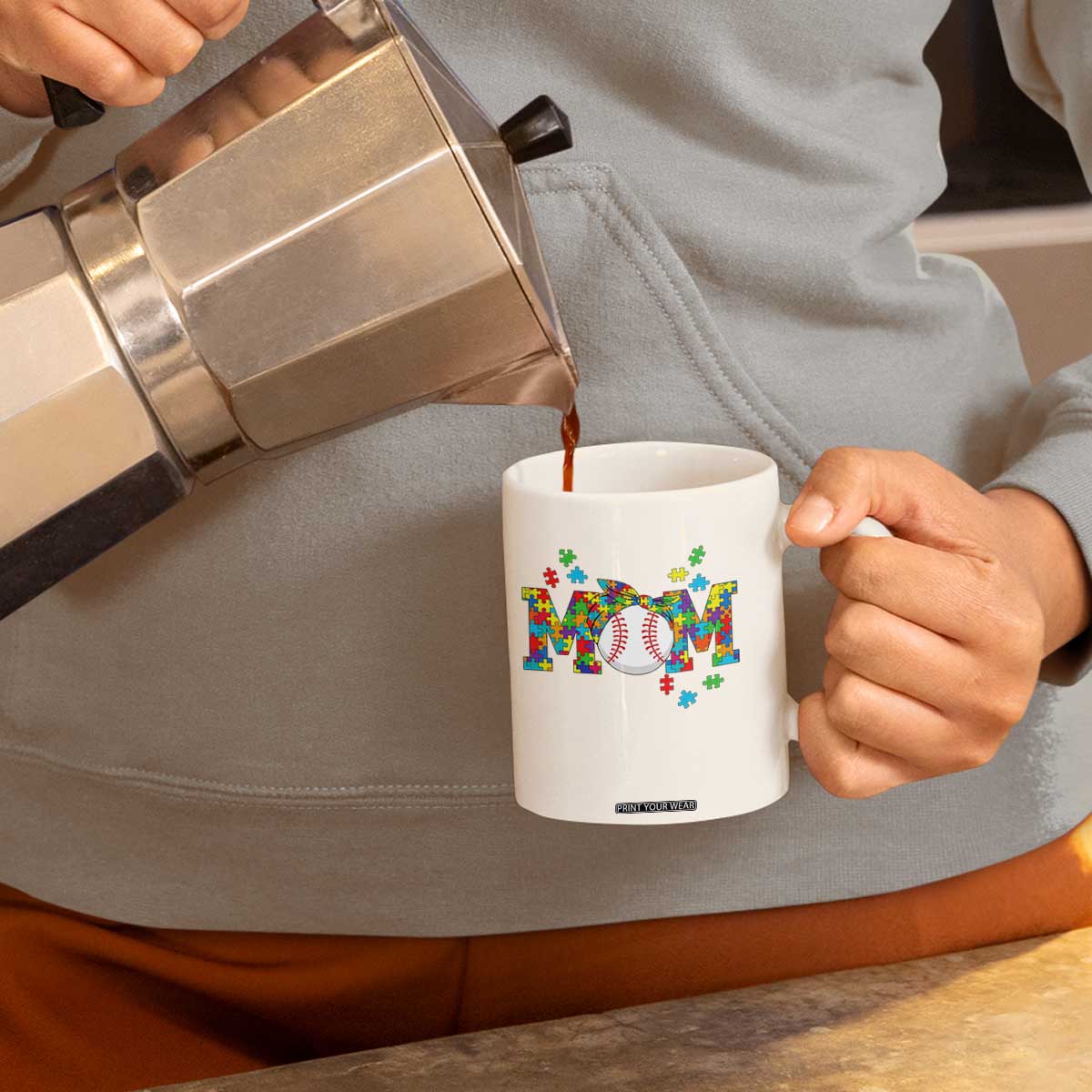 Autism Acceptance Baseball Mom Coffee Mug Proud Mom Inclusive Support Graphic TS12 Print Your Wear