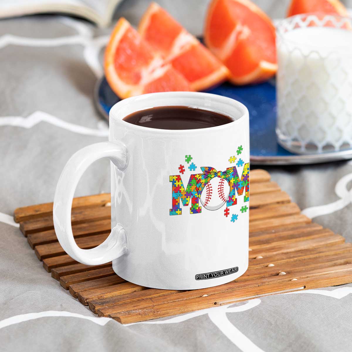 Autism Acceptance Baseball Mom Coffee Mug Proud Mom Inclusive Support Graphic TS12 Print Your Wear