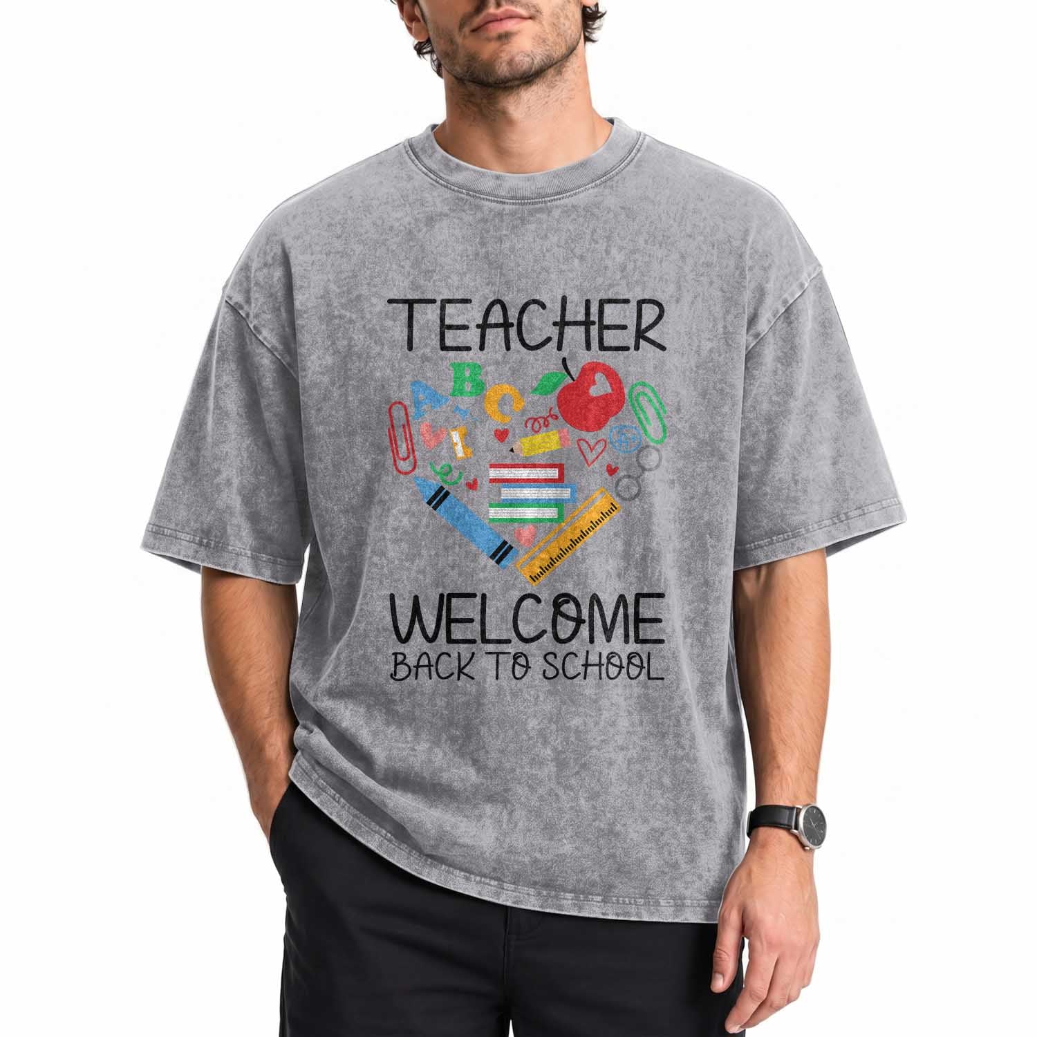 Teacher Welcome Back To School Washed Cotton T-Shirt Cute Classroom Gift