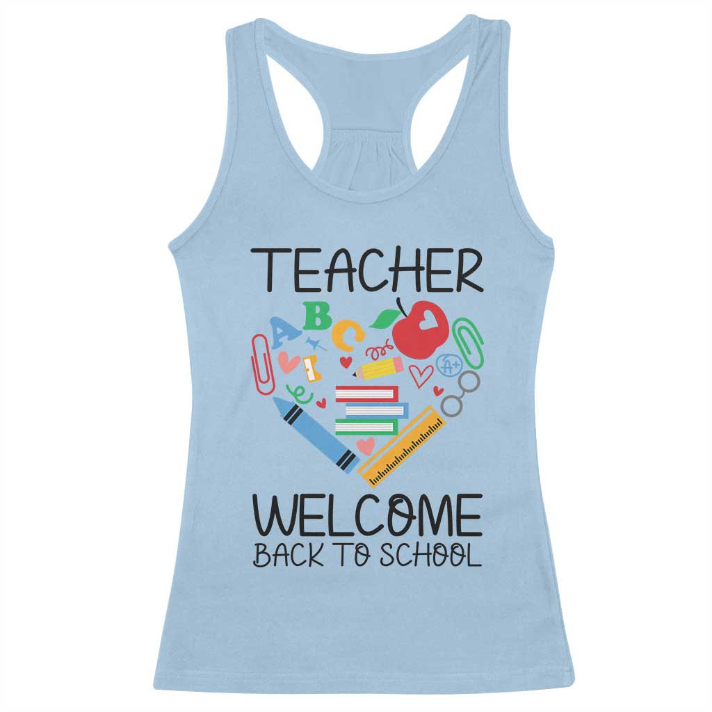 Teacher Welcome Back To School Racerback Tank Top Cute Classroom Gift TS12 Light Blue Print Your Wear