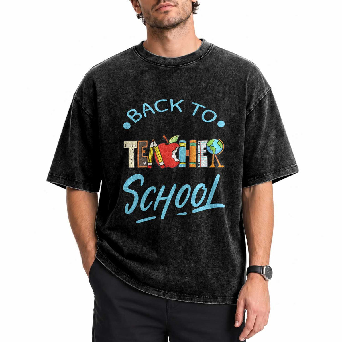 Back To School Teacher Life Funny Educator Gift Washed Cotton T-Shirt