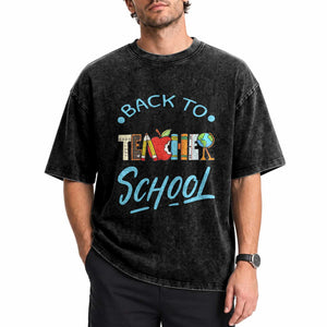Back To School Teacher Life Funny Educator Gift Washed Cotton T-Shirt