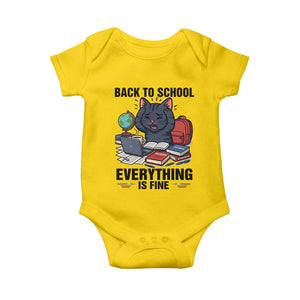Funny Black Cat Baby Onesie Back To School Everything Is Fine TS12 Daisy Print Your Wear