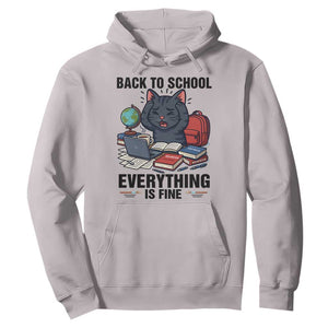 Funny Black Cat Hoodie Back To School Everything Is Fine TS12 Ice Gray Print Your Wear