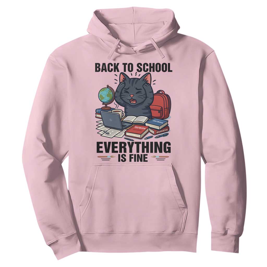 Funny Black Cat Hoodie Back To School Everything Is Fine TS12 Light Pink Print Your Wear