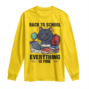 Funny Black Cat Long Sleeve Shirt Back To School Everything Is Fine TS12 Daisy Print Your Wear