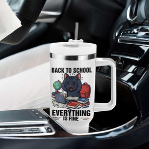 Funny Black Cat Tumbler With Handle Back To School Everything Is Fine TS12 Print Your Wear