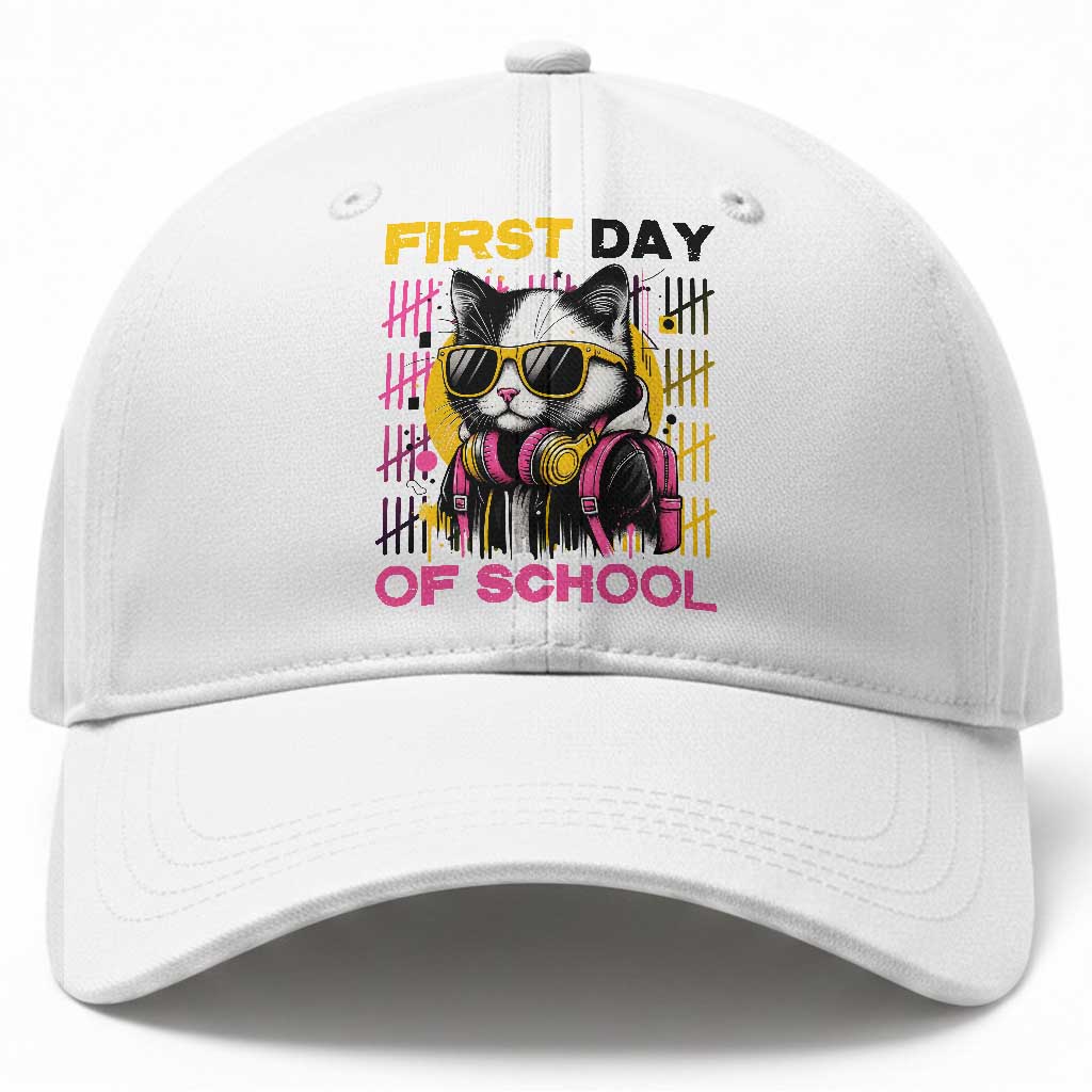 Funny Cat First Day Of School Baseball Cap Back To School Gift For Kids TS12 Print Your Wear