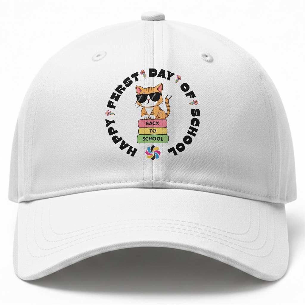Cat Happy First Day Of School Baseball Cap Back To School Gift For Kids TS12 Print Your Wear