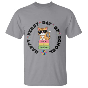 Cat Happy First Day Of School T Shirt Back To School Gift For Kids TS12 Sport Gray Print Your Wear