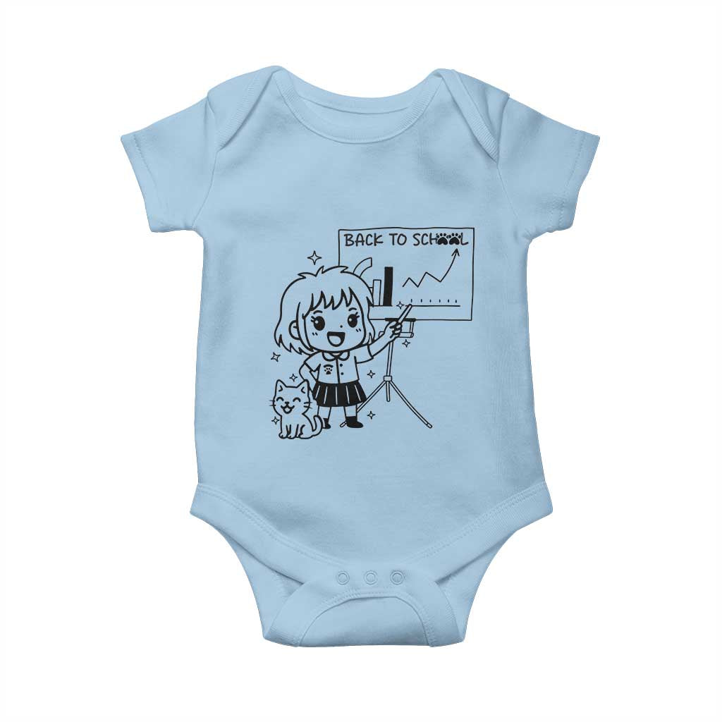 Back To school Baby Onesie Funny Teacher Teaching Cat Lover Gift TS12 Light Blue Print Your Wear