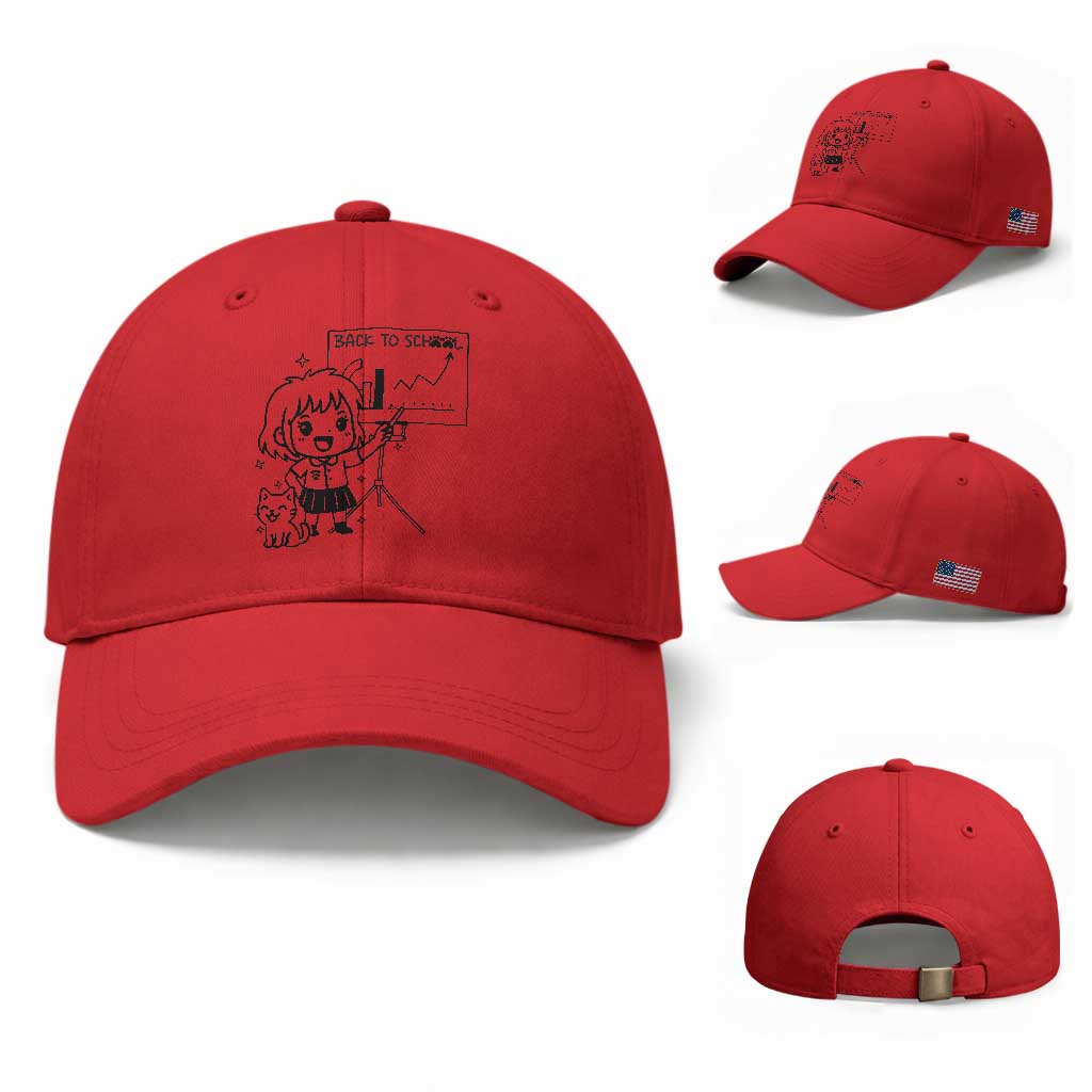 Back To school Baseball Cap Funny Teacher Teaching Cat Lover Gift TS12 Baseball Cap Universal Fit Red Print Your Wear