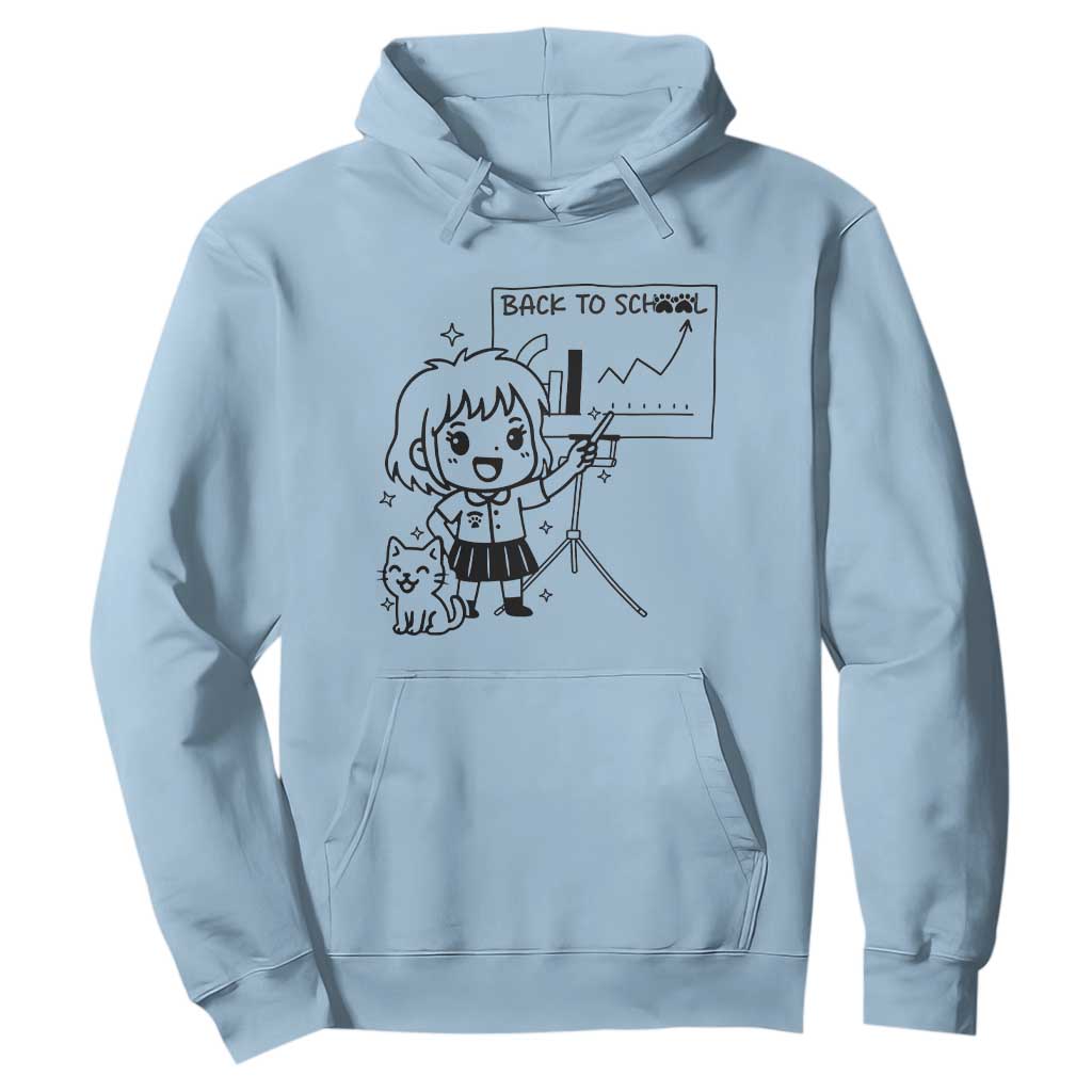 Back To school Hoodie Funny Teacher Teaching Cat Lover Gift TS12 Light Blue Print Your Wear