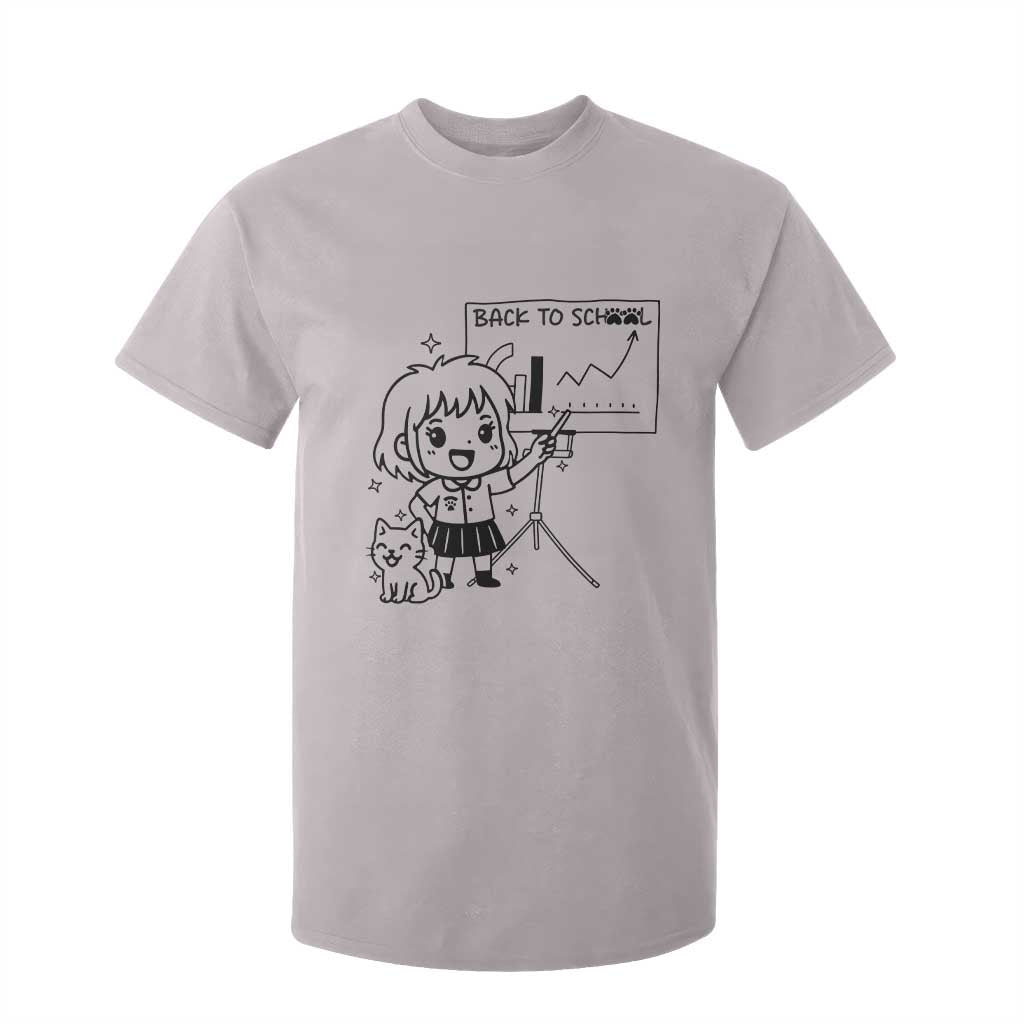 Back To school T Shirt For Kid Funny Teacher Teaching Cat Lover Gift TS12 Ice Gray Print Your Wear