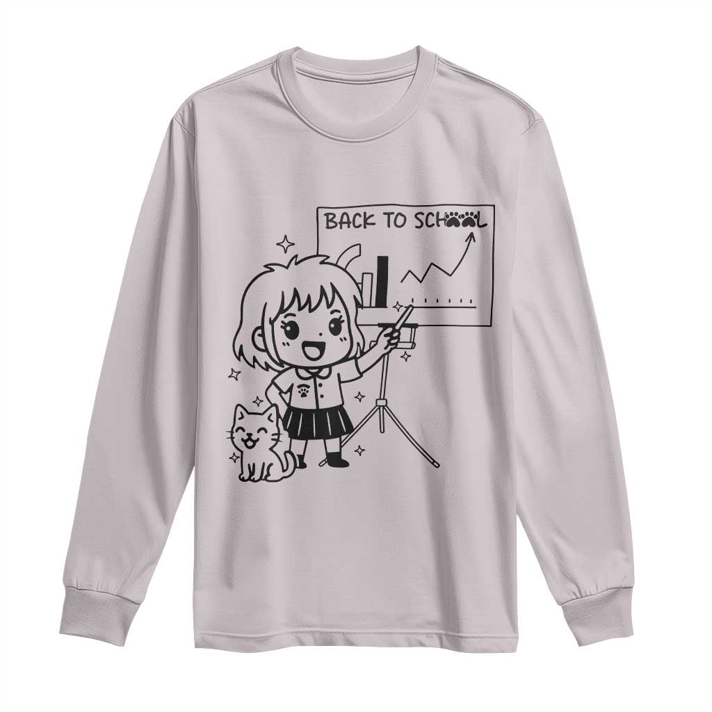 Back To school Long Sleeve Shirt Funny Teacher Teaching Cat Lover Gift TS12 Ice Gray Print Your Wear