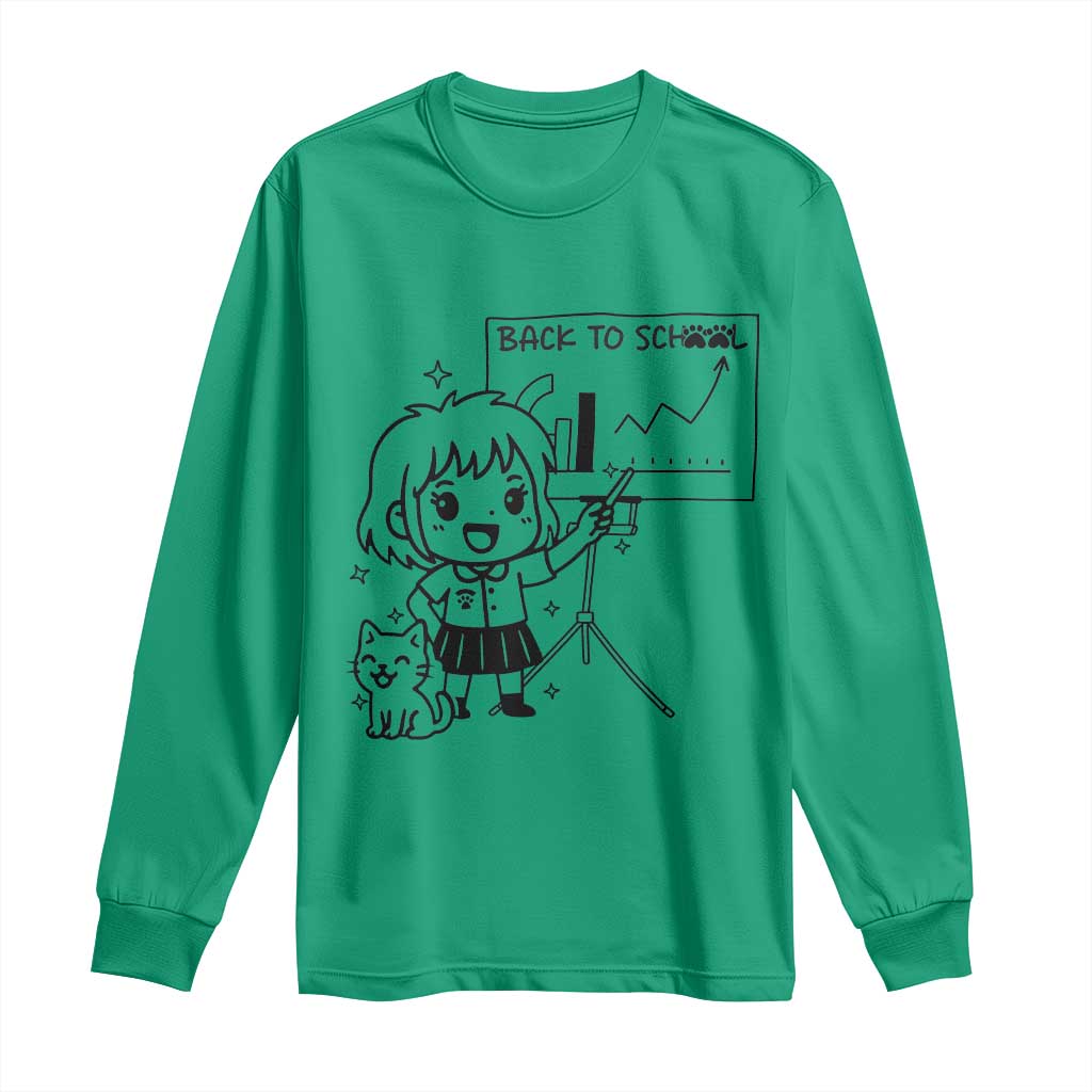 Back To school Long Sleeve Shirt Funny Teacher Teaching Cat Lover Gift TS12 Irish Green Print Your Wear