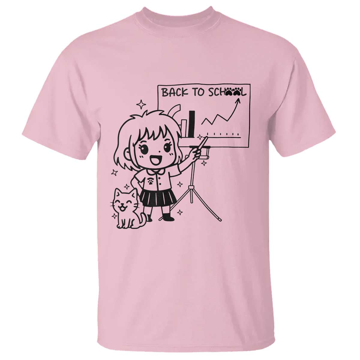 Back To school T Shirt Funny Teacher Teaching Cat Lover Gift TS12 Light Pink Print Your Wear