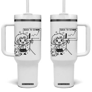 Back To school Tumbler With Handle Funny Teacher Teaching Cat Lover Gift TS12 One Size: 40 oz White Print Your Wear