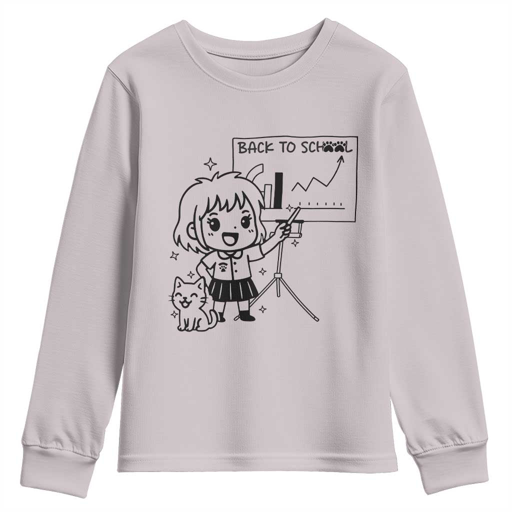 Back To school Youth Sweatshirt Funny Teacher Teaching Cat Lover Gift TS12 Ice Gray Print Your Wear