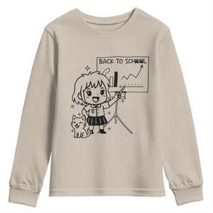 Back To school Youth Sweatshirt Funny Teacher Teaching Cat Lover Gift TS12 Sand Print Your Wear