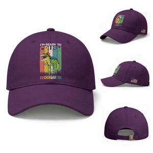 Funny Dinosaur Im Ready To Crush Kindergarten Gift Baseball Cap TS12 Baseball Cap Universal Fit Purple Print Your Wear