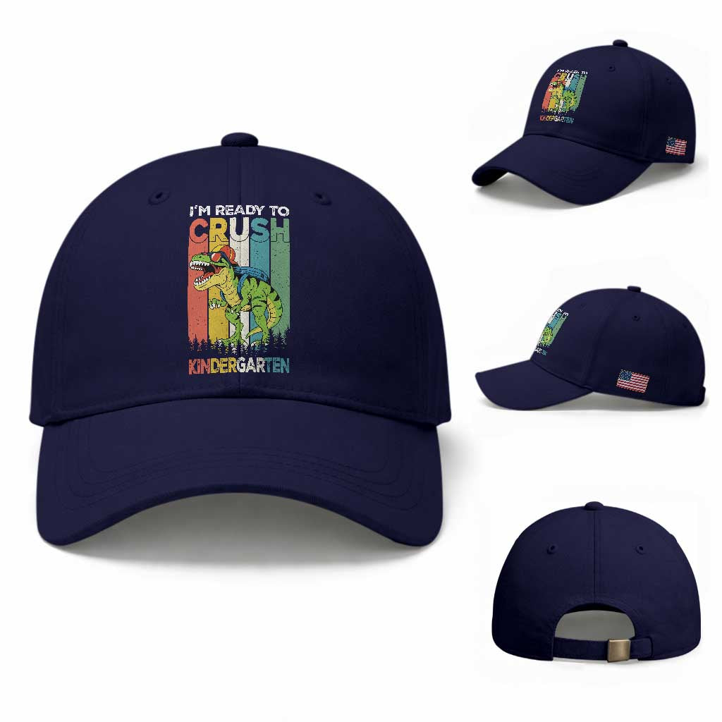 Funny Dinosaur Im Ready To Crush Kindergarten Gift Baseball Cap TS12 Baseball Cap Universal Fit Dark Blue Print Your Wear