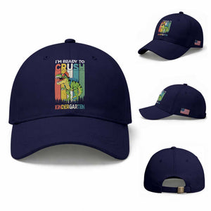 Funny Dinosaur Im Ready To Crush Kindergarten Gift Baseball Cap TS12 Baseball Cap Universal Fit Dark Blue Print Your Wear