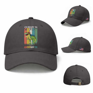 Funny Dinosaur Im Ready To Crush Kindergarten Gift Baseball Cap TS12 Baseball Cap Universal Fit Dark Gray Print Your Wear