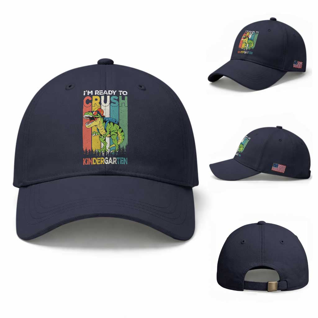 Funny Dinosaur Im Ready To Crush Kindergarten Gift Baseball Cap TS12 Baseball Cap Universal Fit Navy Print Your Wear