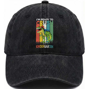Funny Dinosaur Im Ready To Crush Kindergarten Gift Washed Cotton Baseball Cap TS12 Print Your Wear