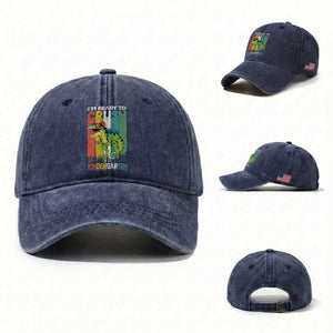 Funny Dinosaur Im Ready To Crush Kindergarten Gift Washed Cotton Baseball Cap TS12 Washed Cap Universal Fit Navy Print Your Wear