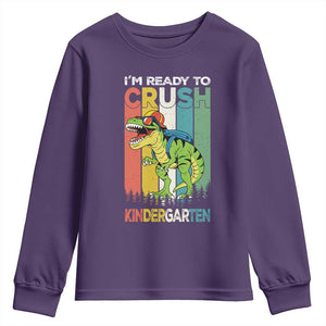 Funny Dinosaur Im Ready To Crush Kindergarten Gift Youth Sweatshirt TS12 Purple Print Your Wear