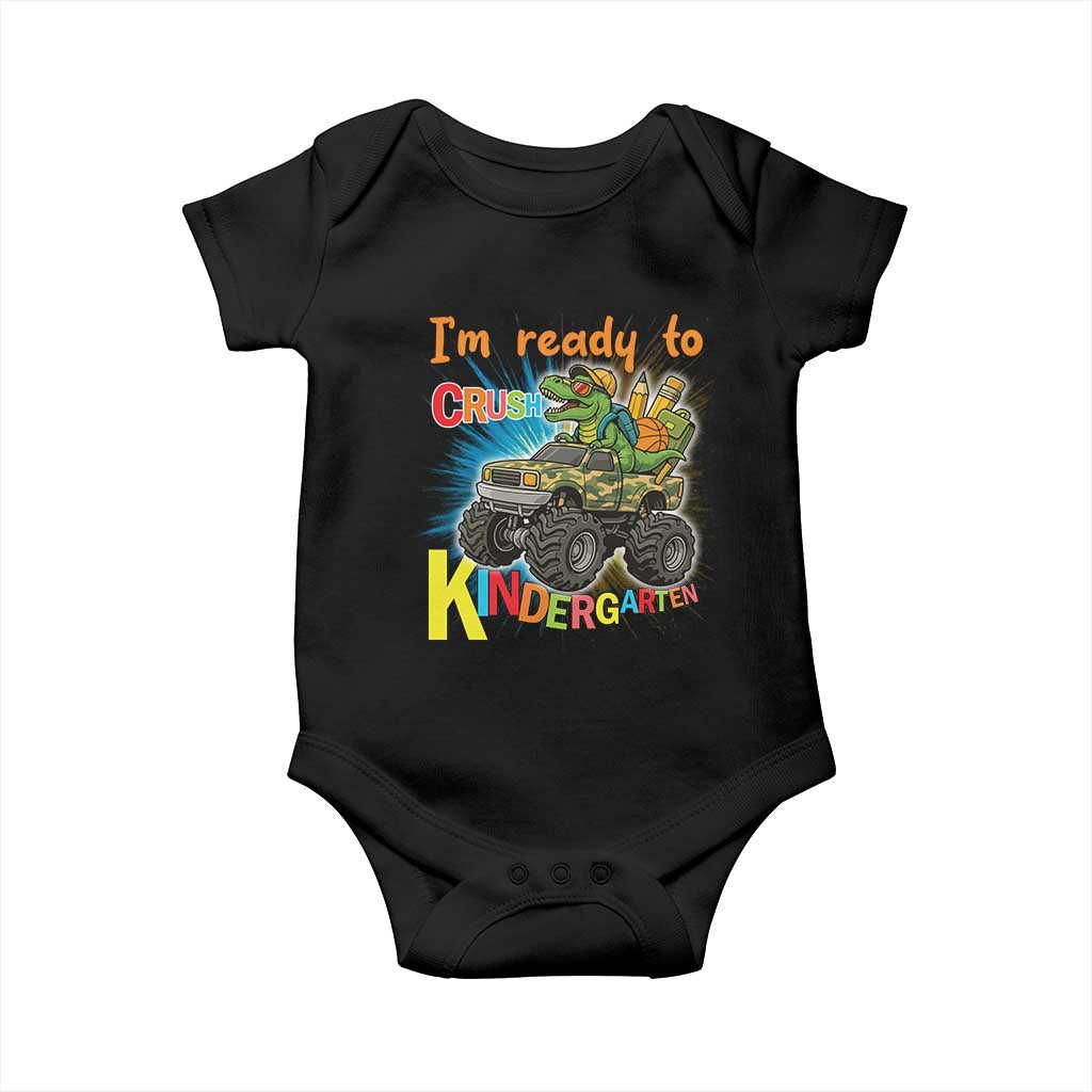 Im Ready To Crush Kindergarten Baby Onesie Dinosaur Driving Truck Gift TS12 Black Print Your Wear