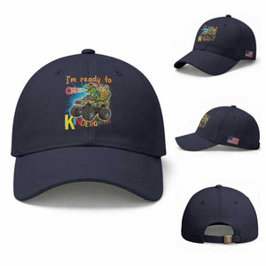 Im Ready To Crush Kindergarten Baseball Cap Dinosaur Driving Truck Gift TS12 Baseball Cap Universal Fit Navy Print Your Wear