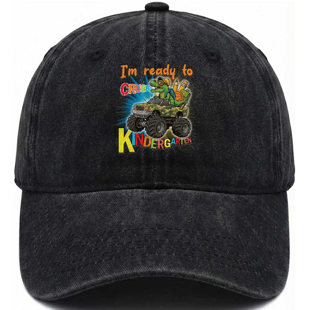 Im Ready To Crush Kindergarten Washed Cotton Baseball Cap Dinosaur Driving Truck Gift TS12 Print Your Wear