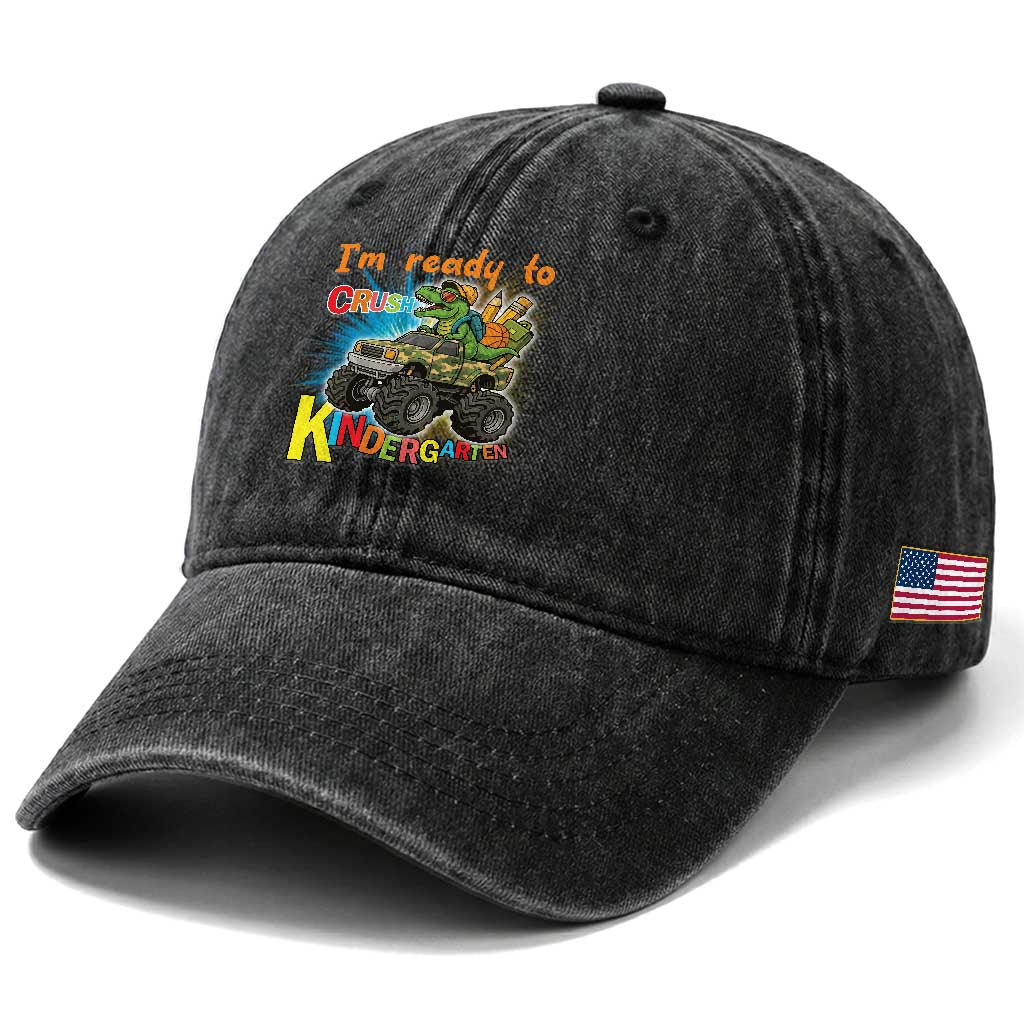 Im Ready To Crush Kindergarten Washed Cotton Baseball Cap Dinosaur Driving Truck Gift TS12 Print Your Wear