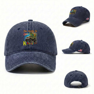 Im Ready To Crush Kindergarten Washed Cotton Baseball Cap Dinosaur Driving Truck Gift TS12 Washed Cap Universal Fit Navy Print Your Wear
