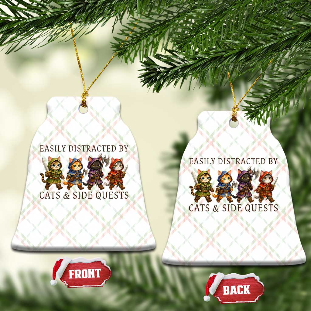 Funny Easily Distracted By Cats And Side Quests Ceramic Ornament RPG Gamer Cat Lover Gift TS12 Print Your Wear