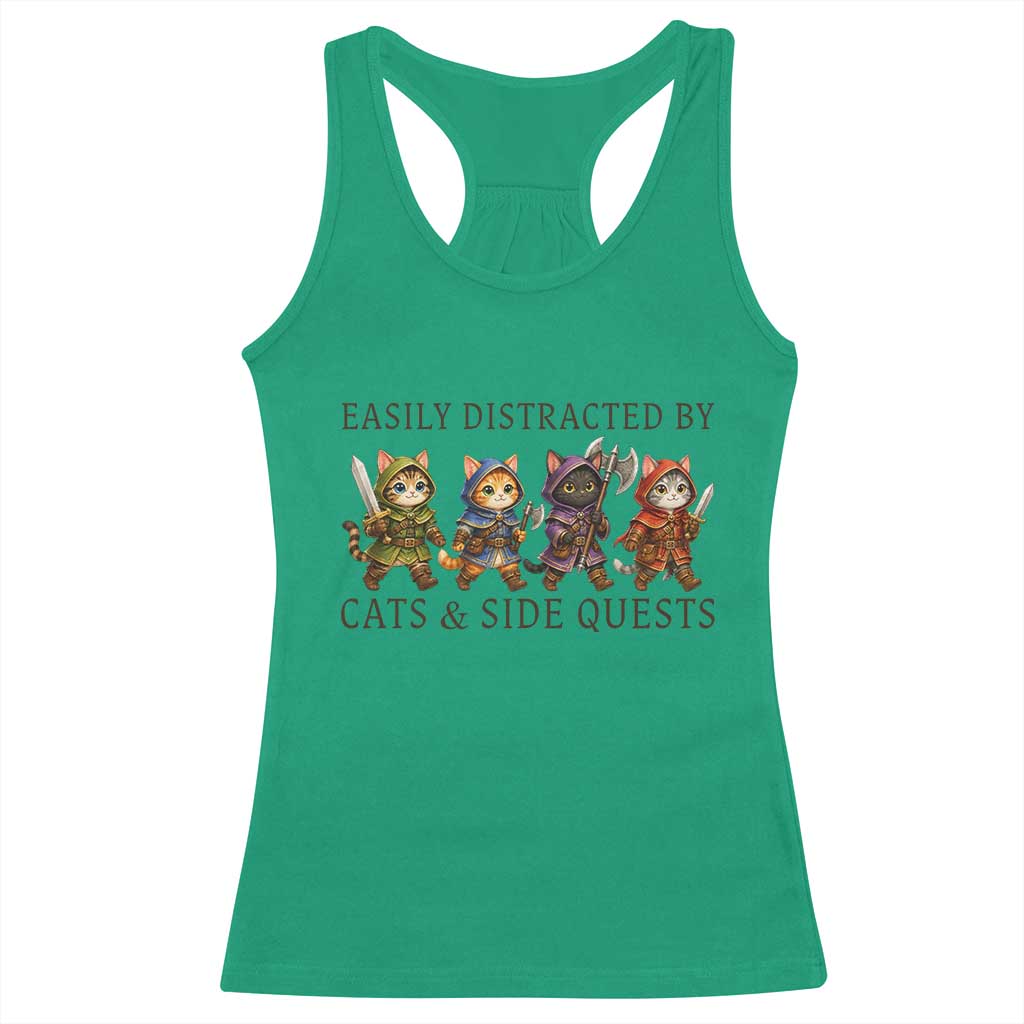 Funny Easily Distracted By Cats And Side Quests Racerback Tank Top RPG Gamer Cat Lover Gift TS12 Irish Green Print Your Wear
