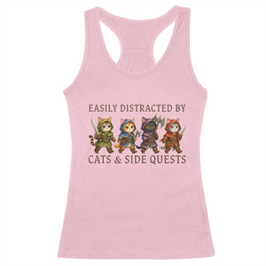 Funny Easily Distracted By Cats And Side Quests Racerback Tank Top RPG Gamer Cat Lover Gift TS12 Light Pink Print Your Wear
