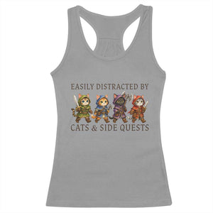 Funny Easily Distracted By Cats And Side Quests Racerback Tank Top RPG Gamer Cat Lover Gift TS12 Sport Gray Print Your Wear