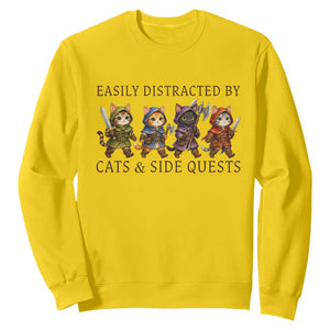 Funny Easily Distracted By Cats And Side Quests Sweatshirt RPG Gamer Cat Lover Gift TS12 Daisy Print Your Wear