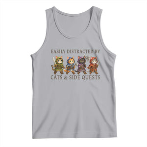 Funny Easily Distracted By Cats And Side Quests Tank Top RPG Gamer Cat Lover Gift TS12 Athletic Heather Print Your Wear