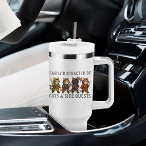 Funny Easily Distracted By Cats And Side Quests Tumbler With Handle RPG Gamer Cat Lover Gift TS12 Print Your Wear