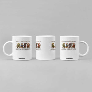 Funny Easily Distracted By Cats And Side Quests Coffee Mug RPG Gamer Cat Lover Gift TS12 Print Your Wear