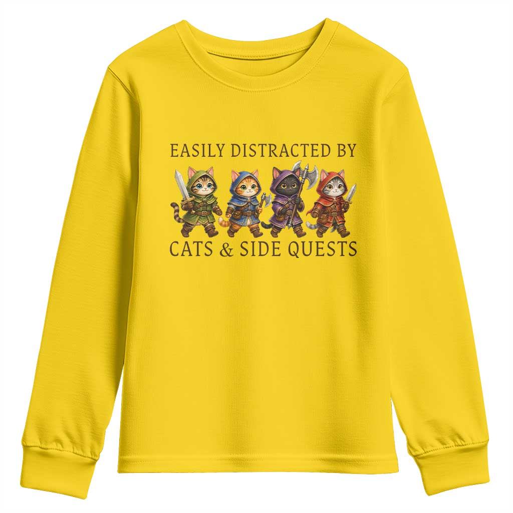 Funny Easily Distracted By Cats And Side Quests Youth Sweatshirt RPG Gamer Cat Lover Gift TS12 Daisy Print Your Wear